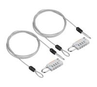 PATIKIL Security Steel Cable with 4 Digit Combination Lock, 2 Set 3.3Ft Coated Safety Wire Rope Double Loop Padlock for Outdoor Travel Luggage, Gray