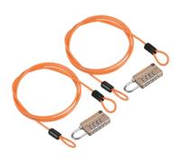 PATIKIL Security Steel Cable with 4 Digit Combination Lock, 2 Set 3.3Ft Coated Safety Wire Rope Double Loop Padlock for Outdoor Travel Luggage, Yellow