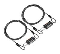 PATIKIL Security Steel Cable with 4 Digit Combination Lock, 2 Set 4.9Ft Coated Safety Wire Rope Double Loop Padlock for Outdoor Travel Luggage, Black
