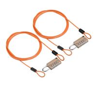 PATIKIL Security Steel Cable with 4 Digit Combination Lock, 2 Set 4.9Ft Coated Safety Wire Rope Double Loop Padlock for Outdoor Travel Luggage, Yellow