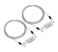 PATIKIL Security Steel Cable with 4 Digit Combination Lock, 2 Set 6.6Ft Coated Safety Wire Rope Double Loop Padlock for Outdoor Travel Luggage, Gray