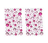 PATIKIL Self-Adhesive Rhinestone Stickers, 2 Pcs Face Gems Jewel Stickers Crystal Circle Embellishment Sheet for Crafting Nail Decor Makeup DIY, Pink/Red