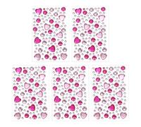 PATIKIL Self-Adhesive Rhinestone Stickers, 5 Pcs Face Gems Jewel Stickers Crystal Heart Embellishment Sheet for Crafting Nail Decor Makeup DIY, Pink/Red