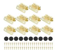 PATIKIL Self-Closing Cabinet Hinges Semi-Overlay 1/2 Inch, 10 Pcs Semi Concealed Flush Face Mount Cabinet Hinge with Screws for Kitchen Bathroom Furniture Cabinet Door, Gold Tone