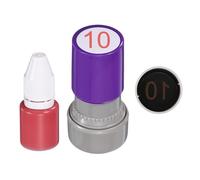 PATIKIL Self Inking Number Stamps, 20mm Numeral 10 Digital Stamps with Refill Red Ink for Notebook Scrapbooking DIY Craft Price Marking Math Learning Office Use, Purple Shell