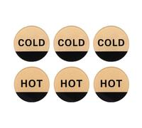 PATIKIL Self Stick Hot/Cold Water Label, 3 Pairs/6 Pack Acrylic Round Shape Sticker Signs for Faucets Sinks, Gold/Black
