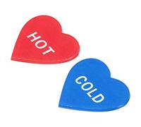 PATIKIL Self Stick Hot/Cold Water Label, 5 Pairs/10 Pack Acrylic Heart Shape Sticker Signs for Faucets Sinks, Red/White, Blue/White