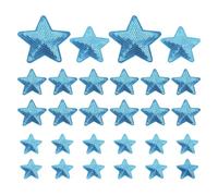 PATIKIL Sequin Star Iron on Patches, 28 Pcs Sew on Applique Patch Embroidery Sequin Glitter Patches for DIY Shoes Clothes Hats Backpacks Costume, Light Blue