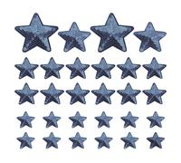 PATIKIL Sequin Star Iron on Patches, 28 Pcs Sew on Applique Patch Embroidery Sequin Glitter Patches for DIY Shoes Clothes Hats Backpacks Costume, Dark Blue
