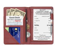PATIKIL Server Book Organizer with Zipper Pocket, 2 Pcs 8" x 5" Restaurant Check Presenters Guest Check Card Holder for Server Waiter Waitress, Dark Red