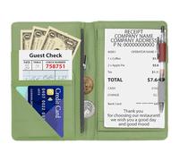 PATIKIL Server Book Organizer with Zipper Pocket, 8" x 5" Restaurant Check Presenters Guest Check Card Holder for Server Waiter Waitress, Dark Green