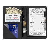 PATIKIL Server Book Organizer with Zipper Pocket, 8" x 5" Restaurant Check Presenters Guest Check Card Holder for Server Waiter Waitress, Black