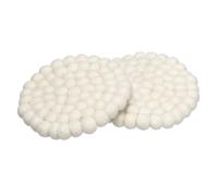 PATIKIL Set of 2 Round Wool Felt Coasters, Absorbent Cute Desk Coaster for Drinks Handmade Felt Table Decor Fun Merino Wool Pads for Bar Home Office Restaurants, White