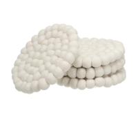 PATIKIL Set of 4 Round Wool Felt Coasters, Absorbent Cute Desk Coaster for Drinks Handmade Felt Table Decor Fun Merino Wool Pads for Bar Home Office Restaurants, White