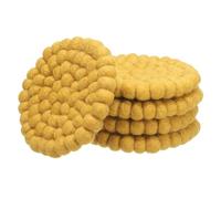 PATIKIL Set of 5 Round Wool Felt Coasters, Absorbent Cute Desk Coaster for Drinks Handmade Felt Table Decor Fun Merino Wool Pads for Bar Home Office Restaurants, Yellow