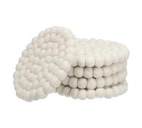 PATIKIL Set of 5 Round Wool Felt Coasters, Absorbent Cute Desk Coaster for Drinks Handmade Felt Table Decor Fun Merino Wool Pads for Bar Home Office Restaurants, White