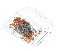 PATIKIL Sewing Pins, 100 Pcs 1.5 Inch Pearlized Ball Head Pins Straight Pin for Fabric, Decorative, Cloth Making, DIY, Orange
