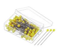 PATIKIL Sewing Pins, 100 Pcs 1.5 Inch Straight Pin with Plastic Pearlized Ball Head for Fabric, Decorative, Jewelry DIY, Craft and Sewing Project, Golden