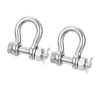 PATIKIL Shackle 3/8" with 1/2" Bolt 2204lbs, 2 Pack 316 Stainless Steel D Ring Shackle for Towing Rigging, Silver