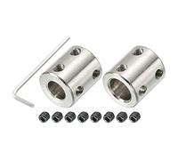 PATIKIL Shaft Coupler Connector L22 x D20 10mm to 12mm Bore Rigid Coupling Stainless Steel Shaft Joint w Screw,Wrench for 3D Printers Silver 2Pack