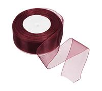 PATIKIL Sheer Organza Ribbon 1-37/64 Inch 50 Yard, 1 Roll Chiffon Decoration Fabric for Gift Wrapping Crafts Wedding Bouquet, Burgundy Red