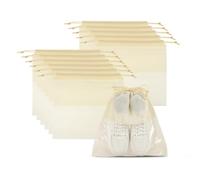 PATIKIL Shoe Bags for Travel 30x30cm, 12 Pcs Dustproof Drawstring Bags Dust Cover Non-Woven Travel Shoe Storage Bag for Packing with Clear Window for Women Men Handbag Purse, Beige