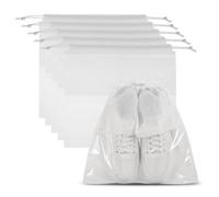 PATIKIL Shoe Bags for Travel 30x30cm, 6 Pcs Dustproof Drawstring Bags Dust Cover Non-Woven Travel Shoe Storage Bag for Packing with Clear Window for Women Men Handbag Purse, White