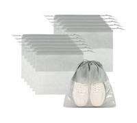 PATIKIL Shoe Bags for Travel 50x50cm, 12 Pcs Dustproof Drawstring Bags Dust Cover Non-Woven Travel Shoe Storage Bag for Packing with Clear Window for Women Men Handbag Purse, Gray