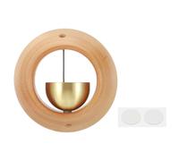 PATIKIL Shopkeepers Bell, Wood Door Chime Hanging Magnetic Door Bell Jingle Bells Animal Metal Doorbell with Self-adhesive for Door Opening Business When Entering Decoration, Beige, Round