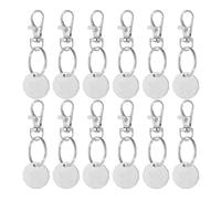 PATIKIL Shopping Trolley Token Key Ring, 12 Pack Stainless Steel Grocery Cart Remover Coin Keychains Unlock Release Key for Meters, Change, Silver Tone