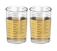 PATIKIL Shot Glass Measuring Cup, 2 Pcs 4 Ounce/120ml Round Clear Heavy Shot Glasses Measuring Cup Espresso Shot Glass with 4 Kinds of Scale for Espresso Liquid Coffee Kitchen Tools, Black