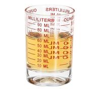 PATIKIL Shot Glass Measuring Cup, 3 Ounce/90ml Round Clear Heavy Shot Glasses Measuring Cup Espresso Shot Glass with 4 Kinds of Scale for Espresso Liquid Coffee Kitchen Tools, Red