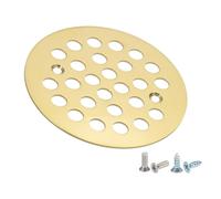 PATIKIL Shower Strainer Drain Trim Set 4-1/4", 1 Pcs 304 Stainless Steel Round Screw-in Shower Strainer Drain Cover with Screw for Bathroom Floor Lawns Landscaped Walkways Patios, Gold