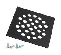 PATIKIL Shower Strainer Drain Trim Set 4-1/4", 1 Pcs 304 Stainless Steel Square Screw-in Shower Strainer Drain Cover with Screw for Bathroom Floor Lawns Landscaped Walkways Patios, Black