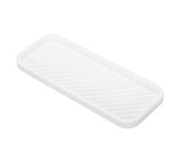 PATIKIL Silicone Bathroom Tray, 9" x 3.5" Soap Dispenser Tray Jewelry Organizer Dish for Restroom, Dresser, Kitchen Sink for Sponge, Scrubber, Dishwashing Accessories, White