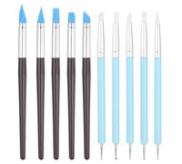PATIKIL Silicone Clay Sculpting Tool, 10 Pcs Clay Shaping Tool Soft Rubber Modeling Dotting Tool for Pottery Clay Craft Painting Nail Rock, Brown/Blue (5mm/8mm)