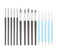 PATIKIL Silicone Clay Sculpting Tool, 15 Pcs Clay Shaping Tool Soft Rubber Modeling Dotting Tool for Pottery Clay Craft Painting Nail Rock, Red Brown/Grey (5mm/3mm/8mm)