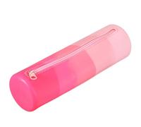 PATIKIL Silicone Pen Case, Round Small Pencil Pen Pouch with Zipper Waterproof Aesthetic Soft Cosmetic Storage Bag Bible Study Supplies Case for Journaling Travel, Pink