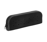PATIKIL Silicone Pencil Pouch, Small Pencil Pouch Case with DIY Holes Cute Silicone Stationery Organizer for Office Travel Makeup, Black