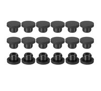 PATIKIL Silicone Rubber Plug, 18 Pcs Soft Flexible Solid Rubber Stopper T-shaped Silicone Plugs for 15mm Hole, Black,16mm ID