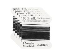 PATIKIL Silk Cord Thread, 5 Pcs Pure Silk Beading Thread Cord Size 0.7 mm with the Knotting Pearls Needle Attached, Black