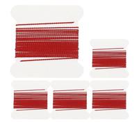 PATIKIL Silk Cord Thread, 5 Pcs Pure Silk Beading Thread Cord Size 0.8 mm with the Knotting Pearls Needle Attached, Red