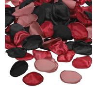 PATIKIL Silk Rose Petals, 400 Pcs Artificial Flower Petals Fake Rose Petals for Wedding Aisle Scatter Bridal Shower Table Decor Romantic Night Decoration, Black Red Mixed