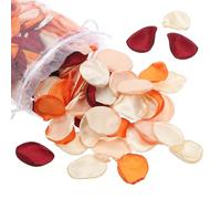 PATIKIL Silk Rose Petals, 500 Pack Artificial Flower Petals Fake Flower Basket Petal for Wedding Decoration Dinner Table Aisle Scatter, Orange/Light Orange/Cream/Burgundy