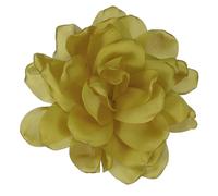 PATIKIL Silk Satin Flower Brooch Pin 4.7", Large Peony Floral Lapel Pin for Women Wedding Party Birthday Dance Banquet Dress Clothes Hat Bag Decoration, Yellow