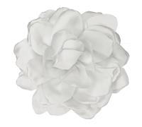 PATIKIL Silk Satin Flower Brooch Pin 4.7", Large Peony Floral Lapel Pin for Women Wedding Party Birthday Dance Banquet Dress Clothes Hat Bag Decoration, White
