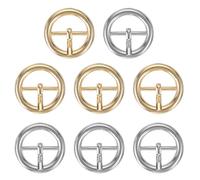 PATIKIL Single Prong Belt Buckle 1.2", 8 Pcs Metal Roller Buckle Round Center Bar Buckles for Belt Purse Making Leather Hardware, Silver/Light Gold