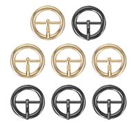 PATIKIL Single Prong Belt Buckle 1", 8 Pcs Metal Roller Buckle Round Center Bar Buckles for Belt Purse Making Leather Hardware, Light Gold/Black
