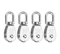 PATIKIL Single Pulley Block, 4pcs M20 304 Stainless Steel Wire Rope Lifting Crane Pulley Swivel Hook Hanging Wheel for Construction Warehouse Marine Industrial Home Use, Silver
