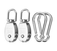 PATIKIL Single Pulley Block Load 165lbs M20 with Spring Snap Hook, 2 Set 304 Stainless Steel Swivel Lifting Pulley Roller for Hanging Lifting
